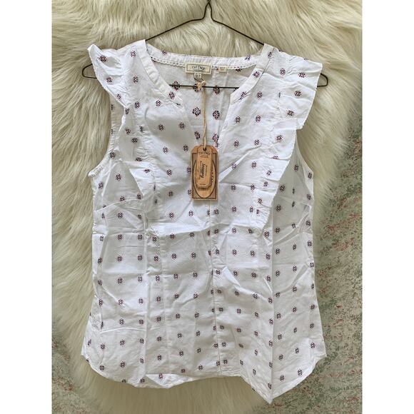 FAT FACE MOLLIE White Jacquard Frill Sleeveless Ruffle Blouse  Sz 4 NWT - Picture 14 of 15